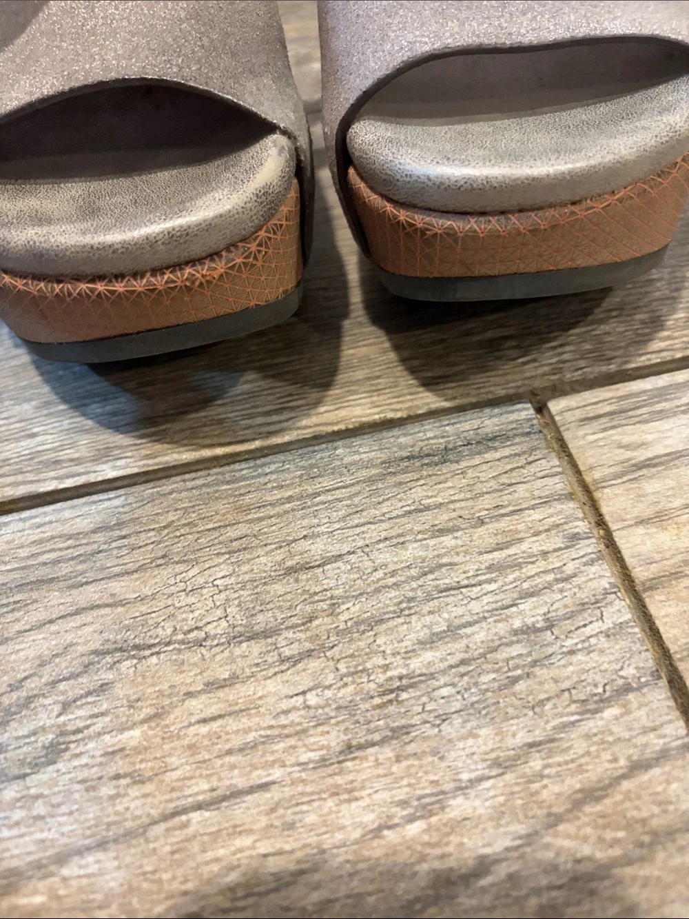 Naked Feet Corinth 2 silver leather mules Women’s size 7.5